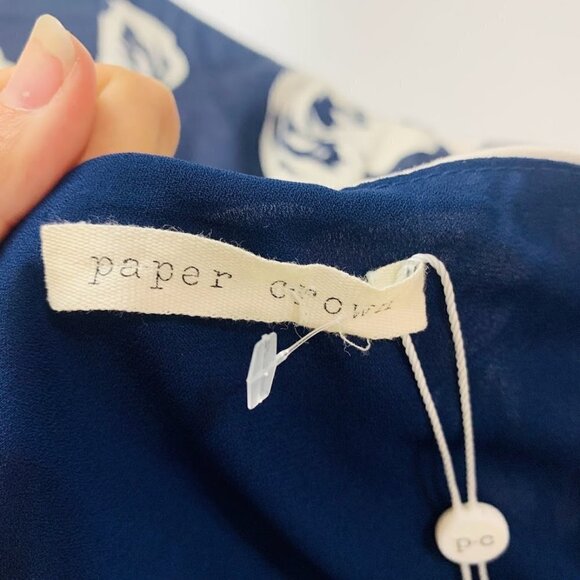 NWT Anthropologie Dress Paper Crown Bette Navy Blue White Floral Drop Waist Flar - Picture 6 of 10